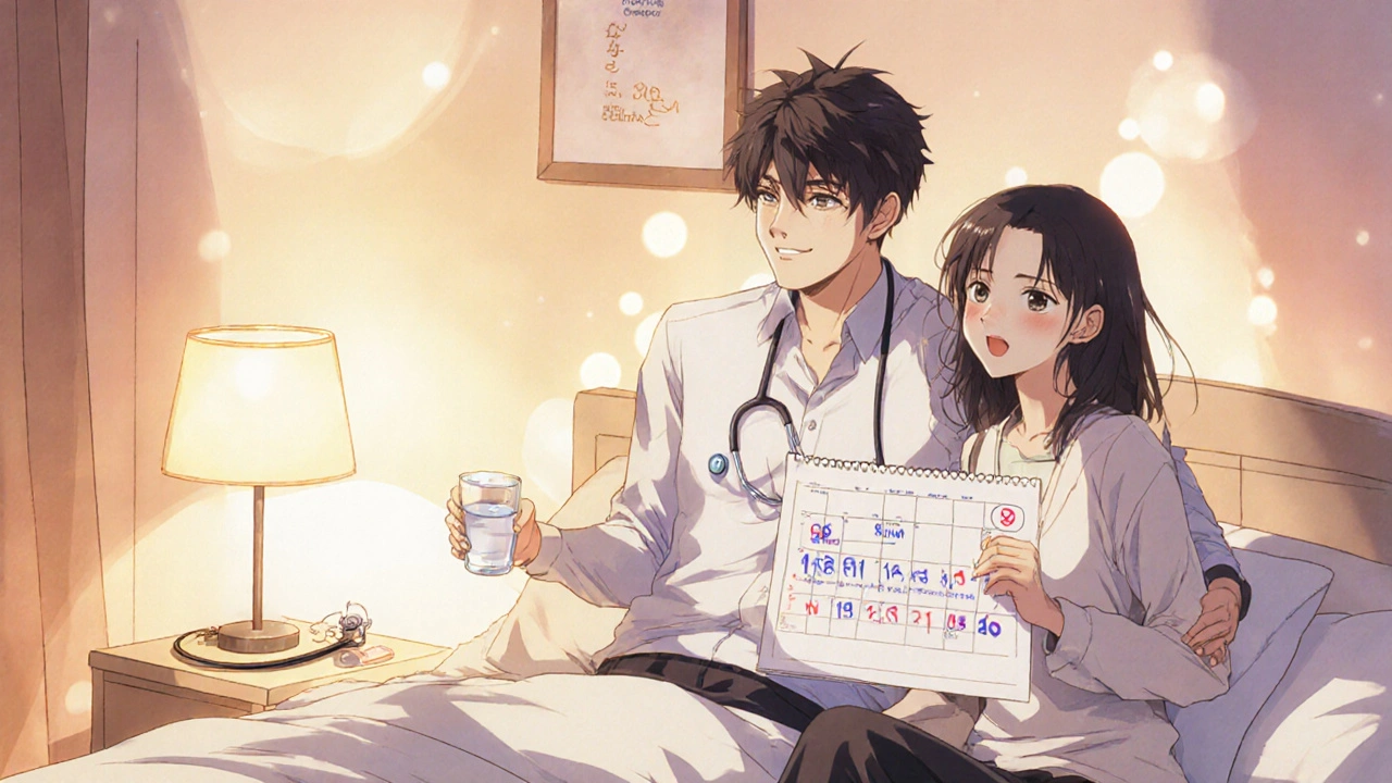 Couple détendu dans une chambre, illustrant les conseils de santé après la prise d’Avanafil.