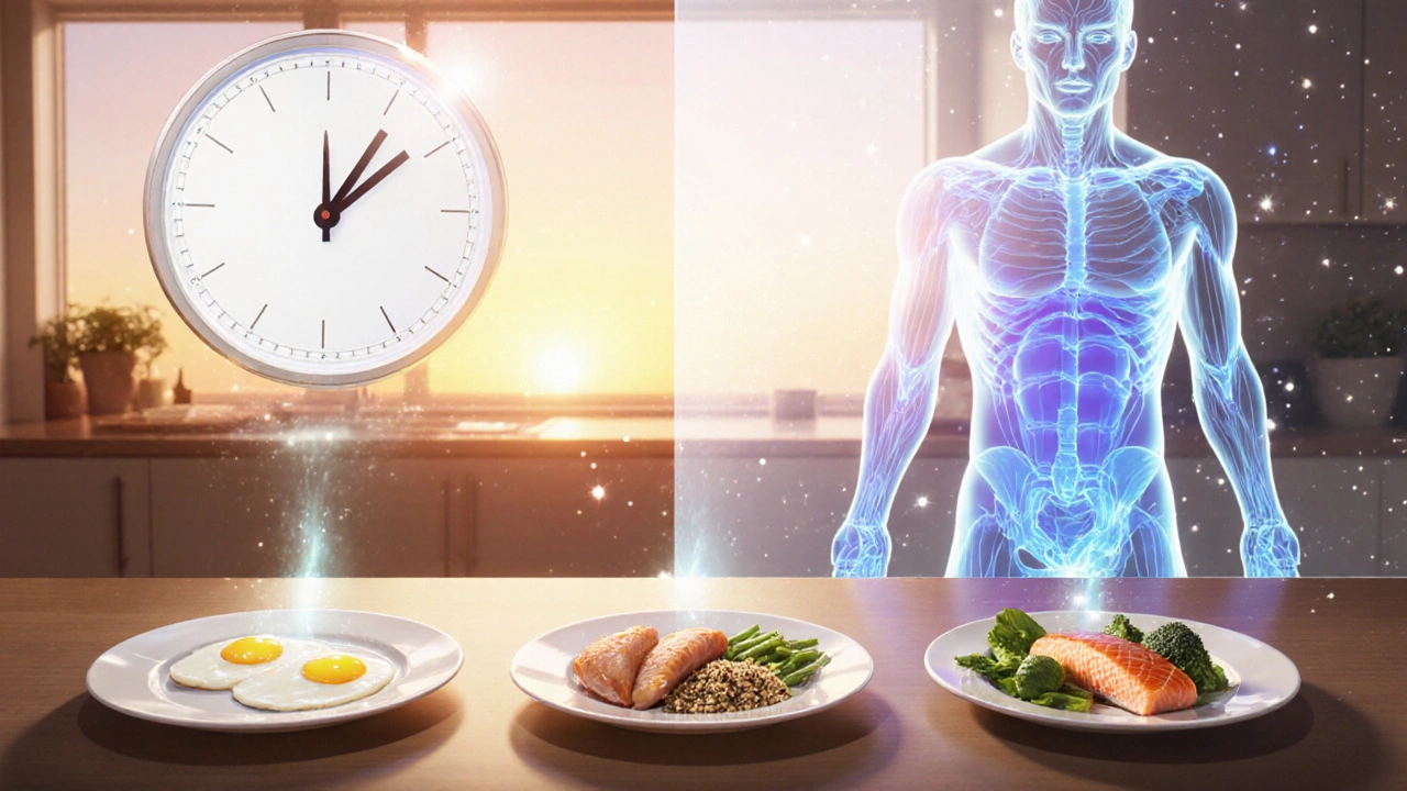 Trois repas répartis dans la journée avec des impulsions lumineuses, montrant une préservation musculaire optimale.