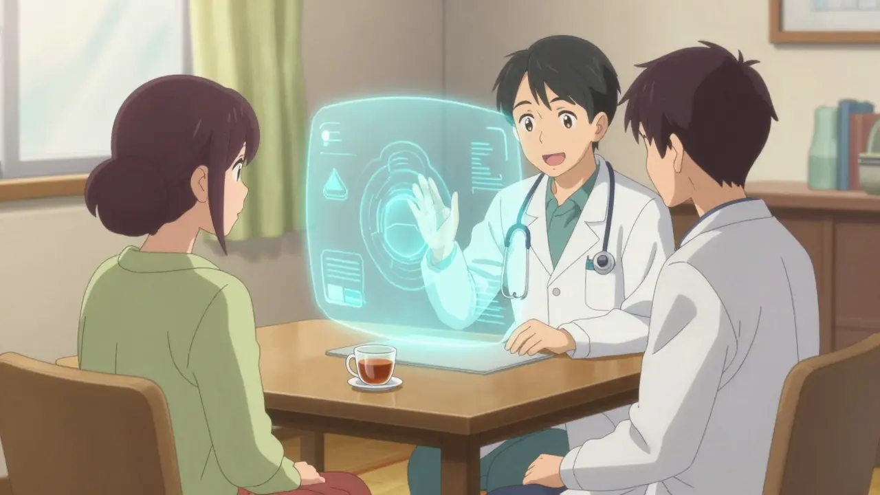 Consultation de télémédecine apaisante en style manga