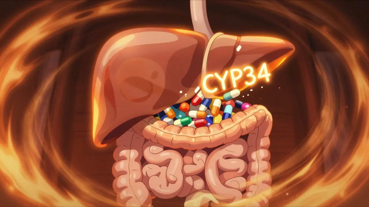 Enzymes hépatiques stylisées décomposant rapidement des molécules de médicaments