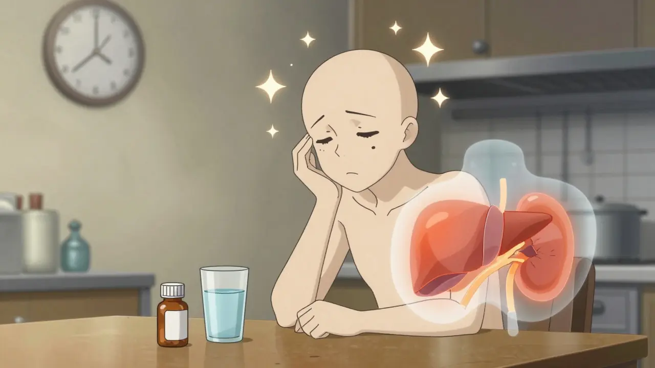 Personnage anime ressentant des effets secondaires comme le vertige