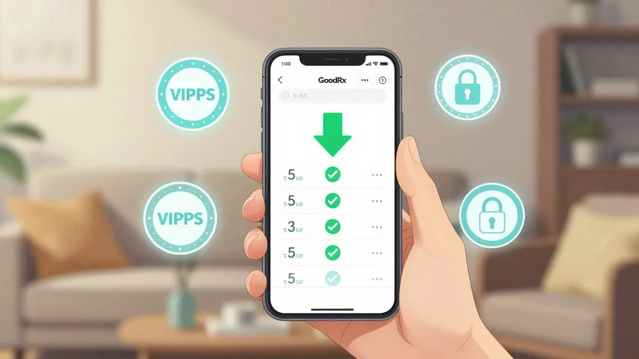 Téléphone montrant une comparaison de prix sécurisée pour les médicaments