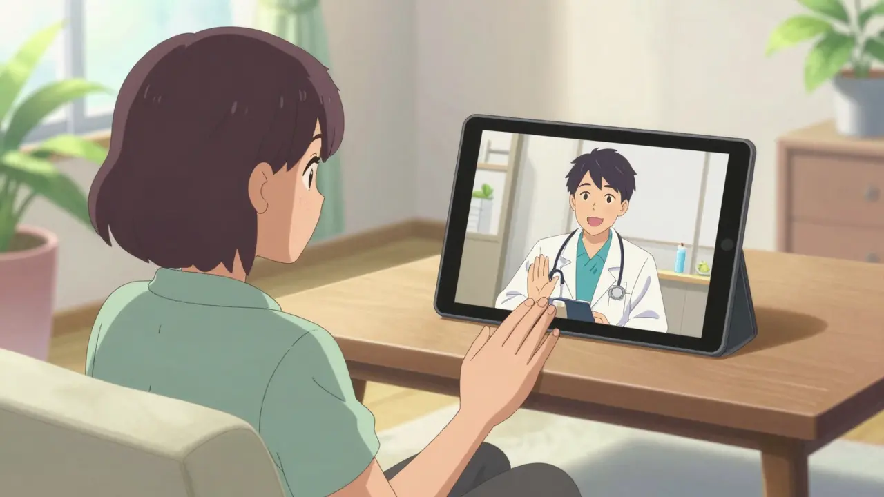 Consultation de télémédecine en ligne dans une pièce lumineuse, style anime