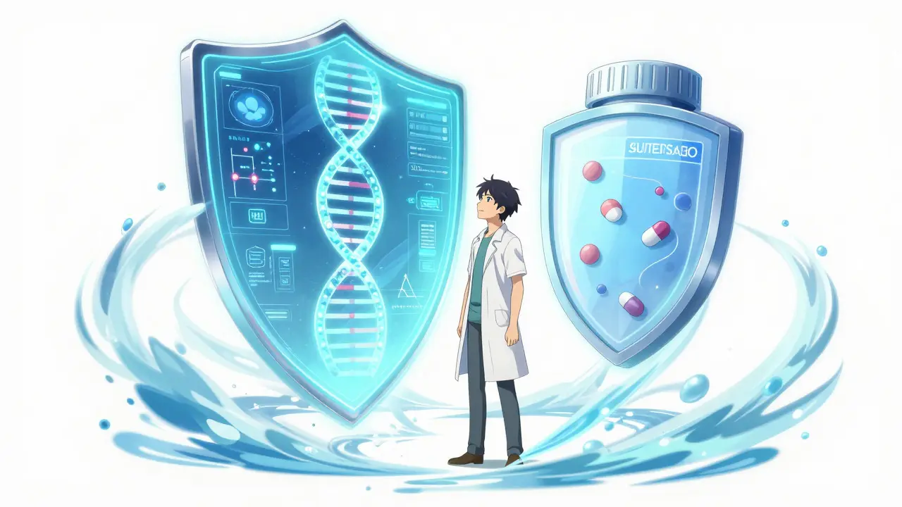 Patient devant une interface ADN personnalisée pour la médecine future